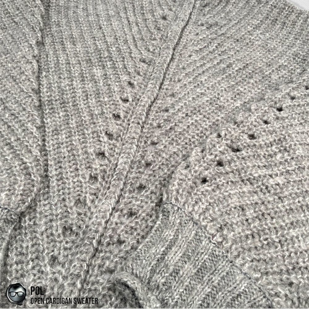 POL CHUNKY CABLE KNIT DUSTER CARDIGAN SWEATER HEATHER GREY WOMEN’S SIZE MEDIUM - Picture 12 of 15